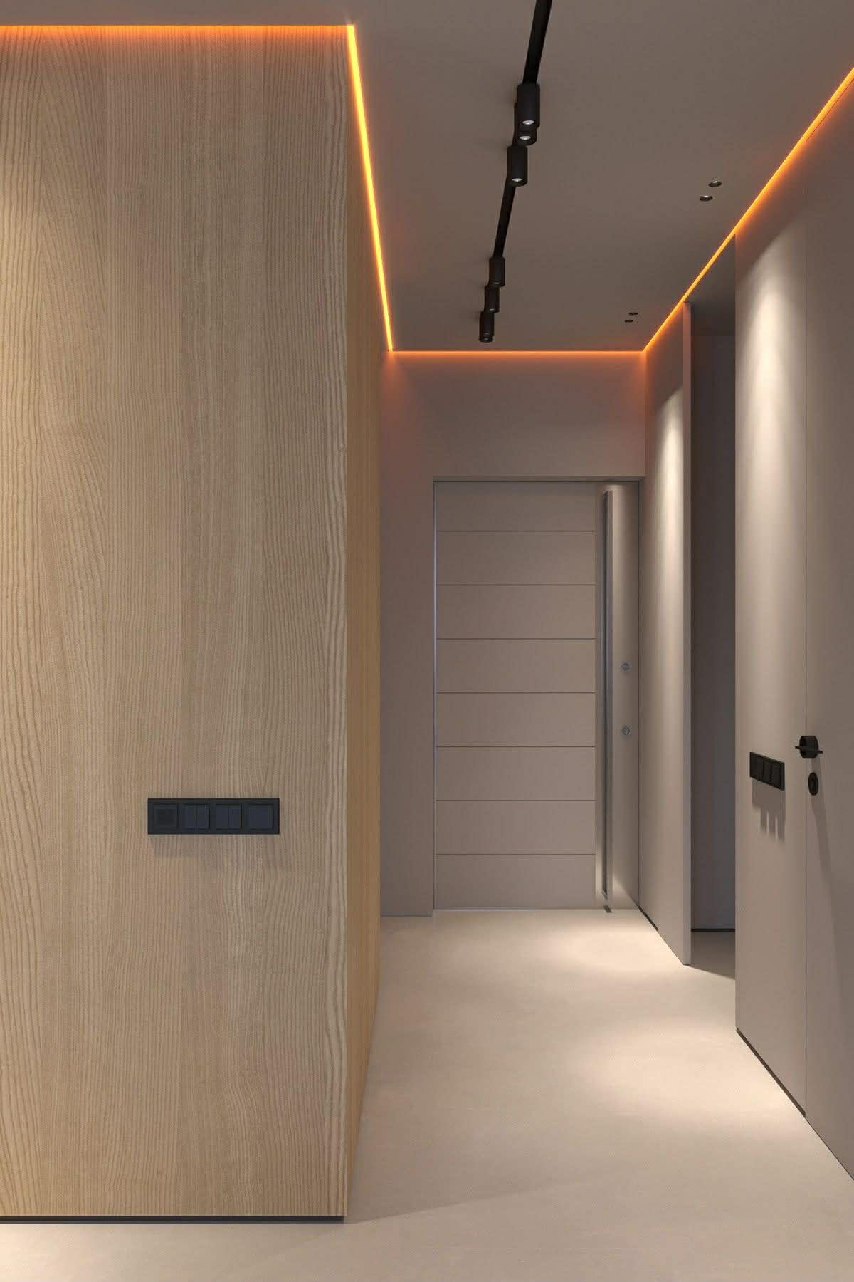 Užglaistomas paslėptas lubinis profilis su LED | AS-003