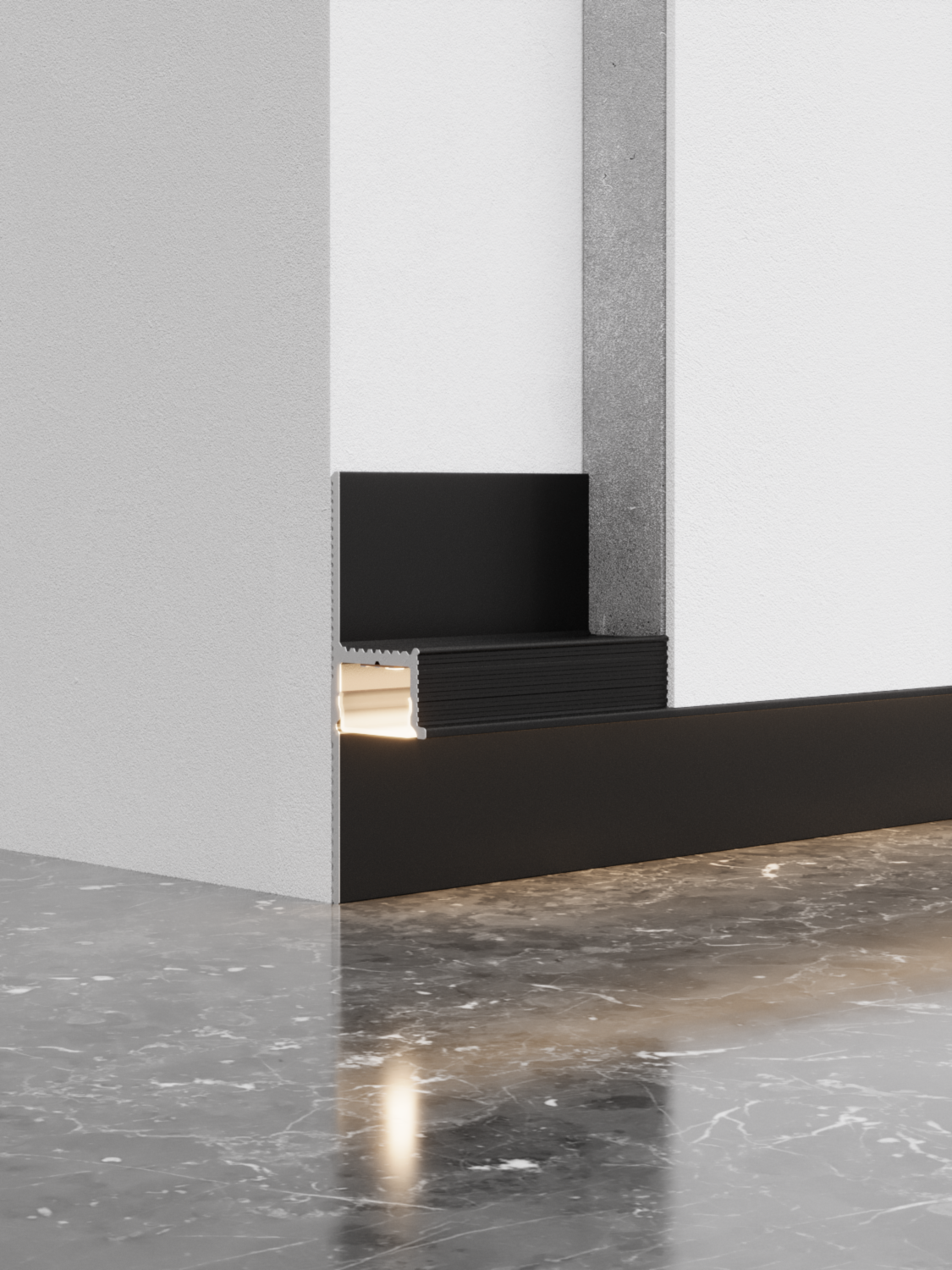 Šešėlinio tarpo (shadow gap) aliuminio grindjuostės su LED apšvietimu | SZ-073