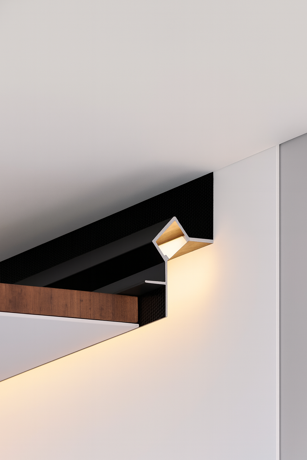 Užglaistomas paslėptas lubinis profilis su LED | YJ-348