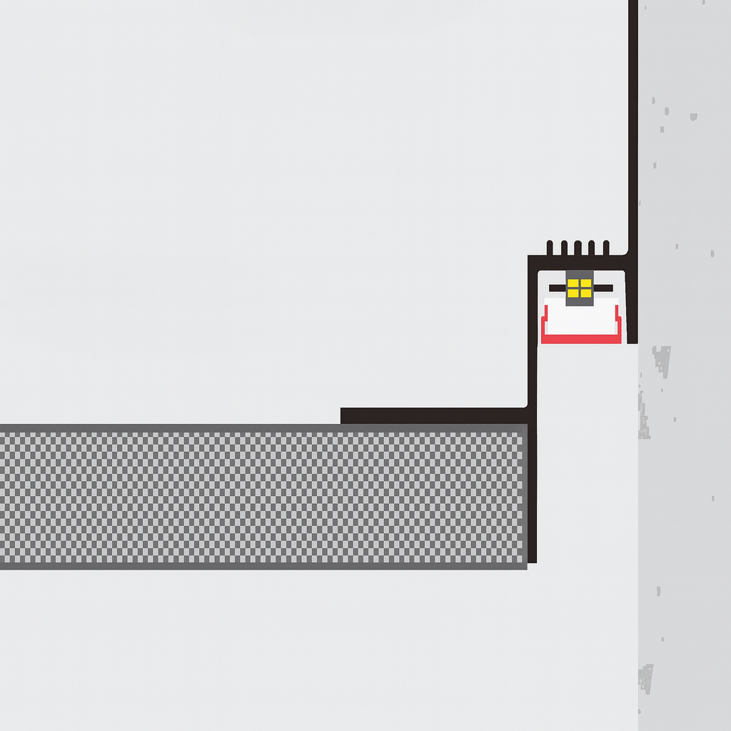 Užglaistomas paslėptas lubinis profilis su LED | ZD-007